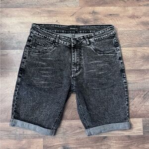 Men's Black Washed Skinny Fit Denim Shorts
